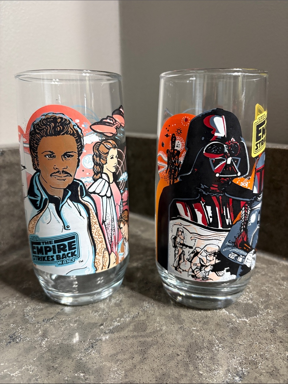 Vintage 1980 Star Wars The Empire Strikes Back Burger King Glasses - Set of 2